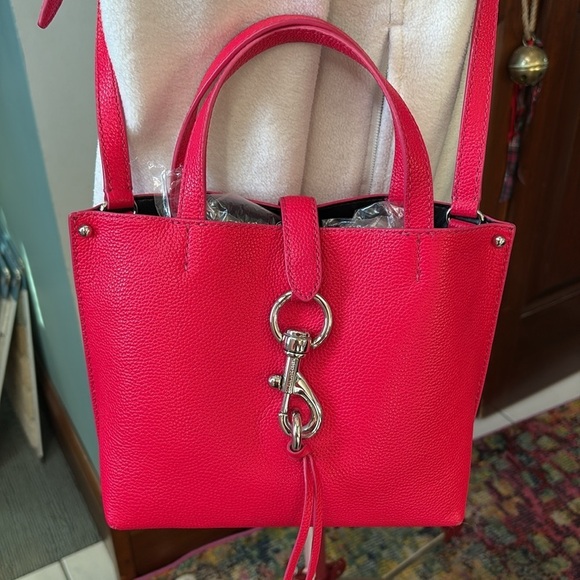 Rebecca Minkoff Handbags - Rebecca Minkoff  Satchel Crossbody bag  pebbled leather  bright pink  Silvertone